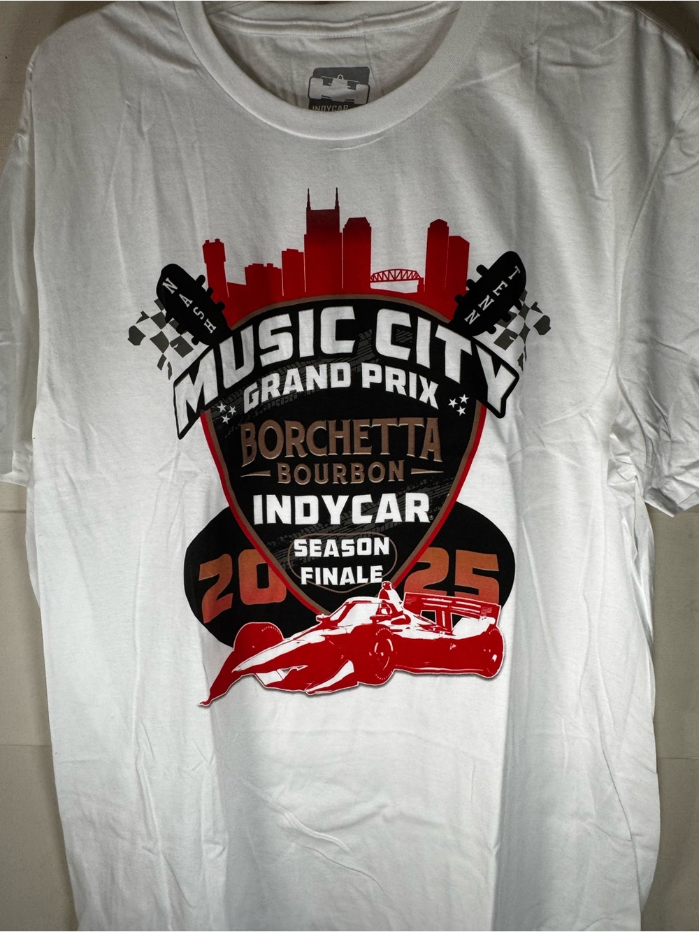 Music City Grand Prix IndyCar Borchetta Bourbon White Graphic Tee